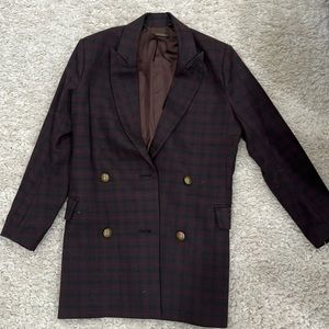 Capulet burgundy wine and black check plaid blazer XS